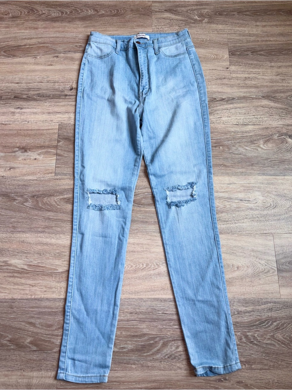 Light Blue Women's High-Waist Distressed Jeans